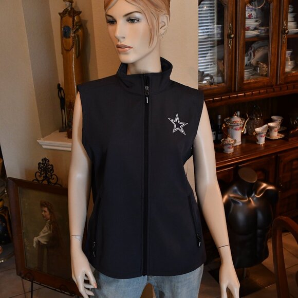 Dallas Cowboys Women's Dark Gray Full Zip Vest Sizes XS-3XL NWT - Picture 2 of 9